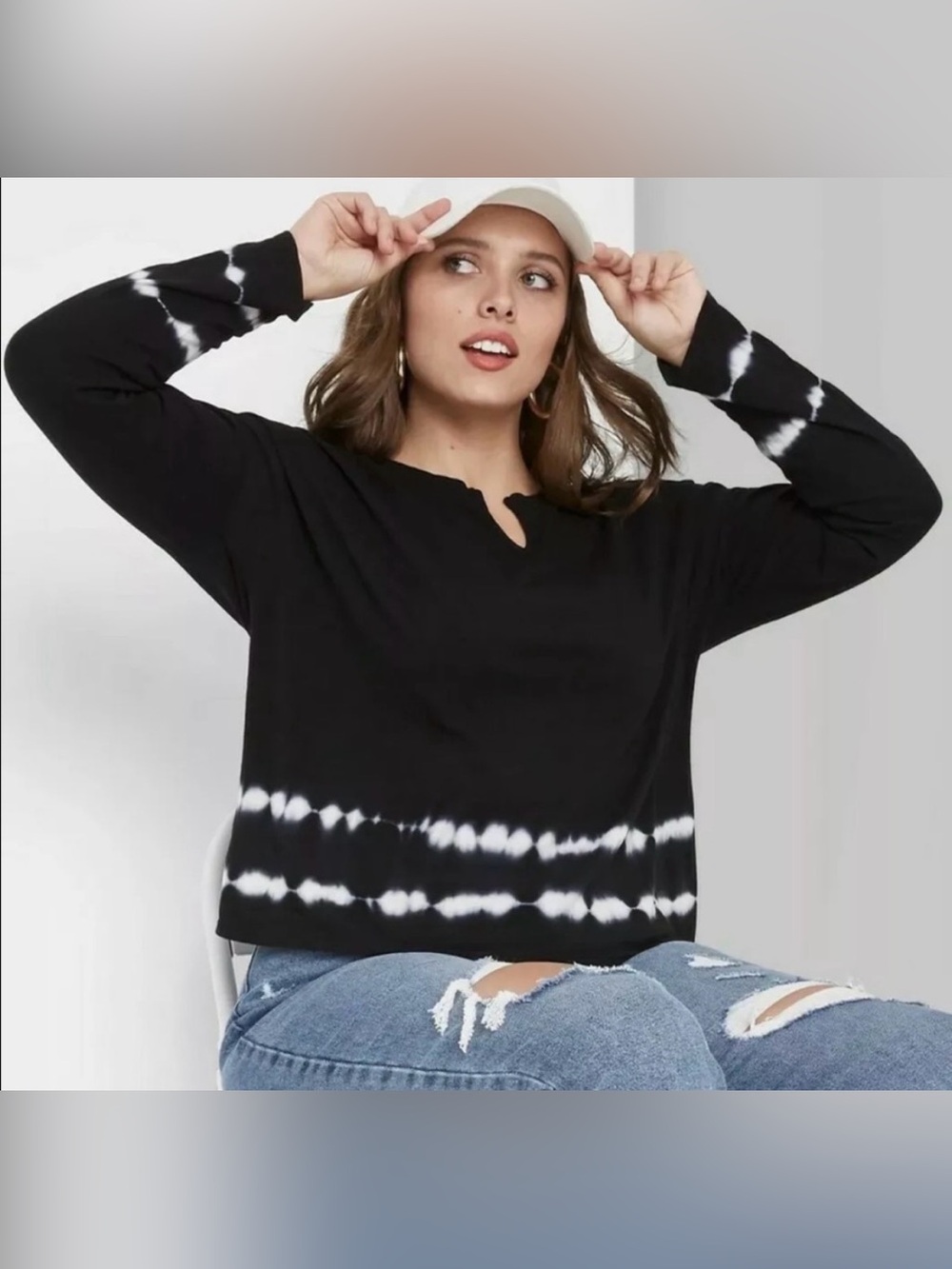 Wild Fable Boho Hippie Gypsy Y2K Grunge Goth Oversized Tie Dye Crop Top Black S